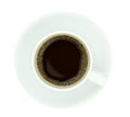 Top view of a coffee cup, isolate on white background. Royalty Free Stock Photo