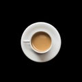 Top view coffee cup isolated on black. Saved with clipping path Royalty Free Stock Photo