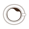 Top view coffee cup on saucer line icon style Royalty Free Stock Photo