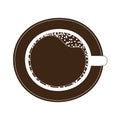 Top view coffee cup on saucer silhouette icon style Royalty Free Stock Photo