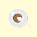 Top View of a Coffee Mug A Spoon That is Putting Sugar in a Coffee Cup Vector