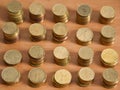 Top view of coins in column Royalty Free Stock Photo