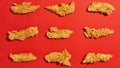 Top view of collection of chicken wings in rows Royalty Free Stock Photo