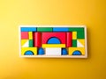 Top view colored wooden block