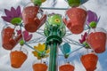 Top view of colorful Abbys Flower Tower attraction at Seaworld 2. Royalty Free Stock Photo