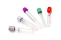 Top view of colorful blood tubes for keep and safe blood collection to checkup glucose and all virus