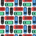 Top view colorful car toys seamless pattern background pickup automobile transport wheel transportation design vector Royalty Free Stock Photo