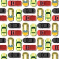 Top view colorful car toys seamless pattern background pickup automobile transport wheel transportation design vector Royalty Free Stock Photo