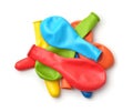 Top view of colorful deflated balloons