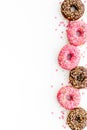 Top view of colorful glazed donut swith sprinkles, copy space Royalty Free Stock Photo