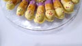 home made cookies on top of glass plate. Simple background on white