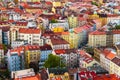 Top view colorful houses roofs streets of Prague Royalty Free Stock Photo