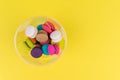 Top view of colorful mini macarons