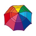 Top View Colorful Opened Umbrella Concept