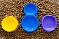 top view of colorful plastic bowls Royalty Free Stock Photo