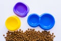 top view of colorful plastic bowls Royalty Free Stock Photo