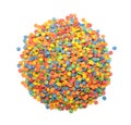 Top view of colorful round confetti candy sprinkles