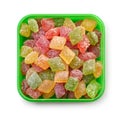 Top view of colorful sugar candies box Royalty Free Stock Photo