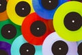 Top view of colorful vinyl records