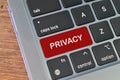 Top view of computer keyboard written with text PRIVACY Royalty Free Stock Photo