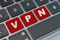 Top view of computer keyboard written with text VPN stands for Virtual Private Network