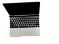 Top view of computer laptop on white isolated background with clipping path. Royalty Free Stock Photo