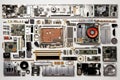 Top view of computer parts. Beautiful illustration picture. Generative AI Royalty Free Stock Photo