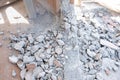 Top view concrete debris from drilling . Home renovation concept