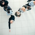 Top view. a confident businessman leading his team forward. Royalty Free Stock Photo