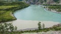 Top view of the confluence of the Chuya and Katun rivers