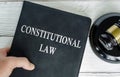 Top view of Constitutional Law book with gavel background Royalty Free Stock Photo
