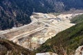 top view of the construction of a mudflow dam Royalty Free Stock Photo