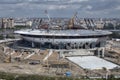 Top view of construction sports facilities, new modern football