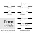 Top view, construction symbols used in architecture plans, graphic design elements. Vector illustration.