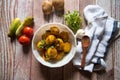 Top view of cooked potatoes Indian style aloo dum in a bowl