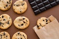 Top view of cookies, paper bag Royalty Free Stock Photo