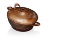 Top view copper pot on white background, object, food, modern, keep, copy space