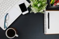 Top view with copy space.Working desk table concept Royalty Free Stock Photo