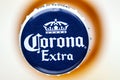 Top view of a Corona Extra crown beer bottle caps