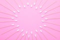 Top view cotton bud for cleaning the ears on pink Royalty Free Stock Photo