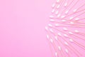 Top view cotton bud for cleaning the ears on pink Royalty Free Stock Photo