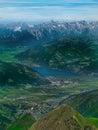 Top view of the countryside of Austria in the Alps around the Kitzsteinhorn glacier