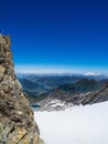 Top view of the countryside of Austria in the Alps around the Kitzsteinhorn glacier