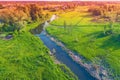 Winding river and irrigation ditches in spring Royalty Free Stock Photo