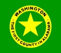 Top view of county of Washington, Alabama flag, USA, no flagpole. Plane design, layout. Flag background
