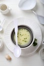 Top View Cream Soup on White Table Royalty Free Stock Photo