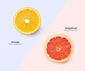 Top view creative layout with orange and grapefruit slices Royalty Free Stock Photo