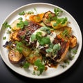 Top View Croissant Dish With Roasted Perch Steak And Artichoke