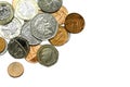 Top view and crop of British currency coins isolate on white background Royalty Free Stock Photo