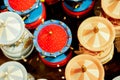 Top view and crop colorful of music box in carousel horse roofs sale in music box museum, Otaru, Japan